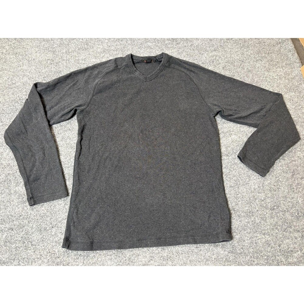 Banana Republic Sweater Mens M Gray 100% Cotton V-Neck Lightweight Knit Pullover